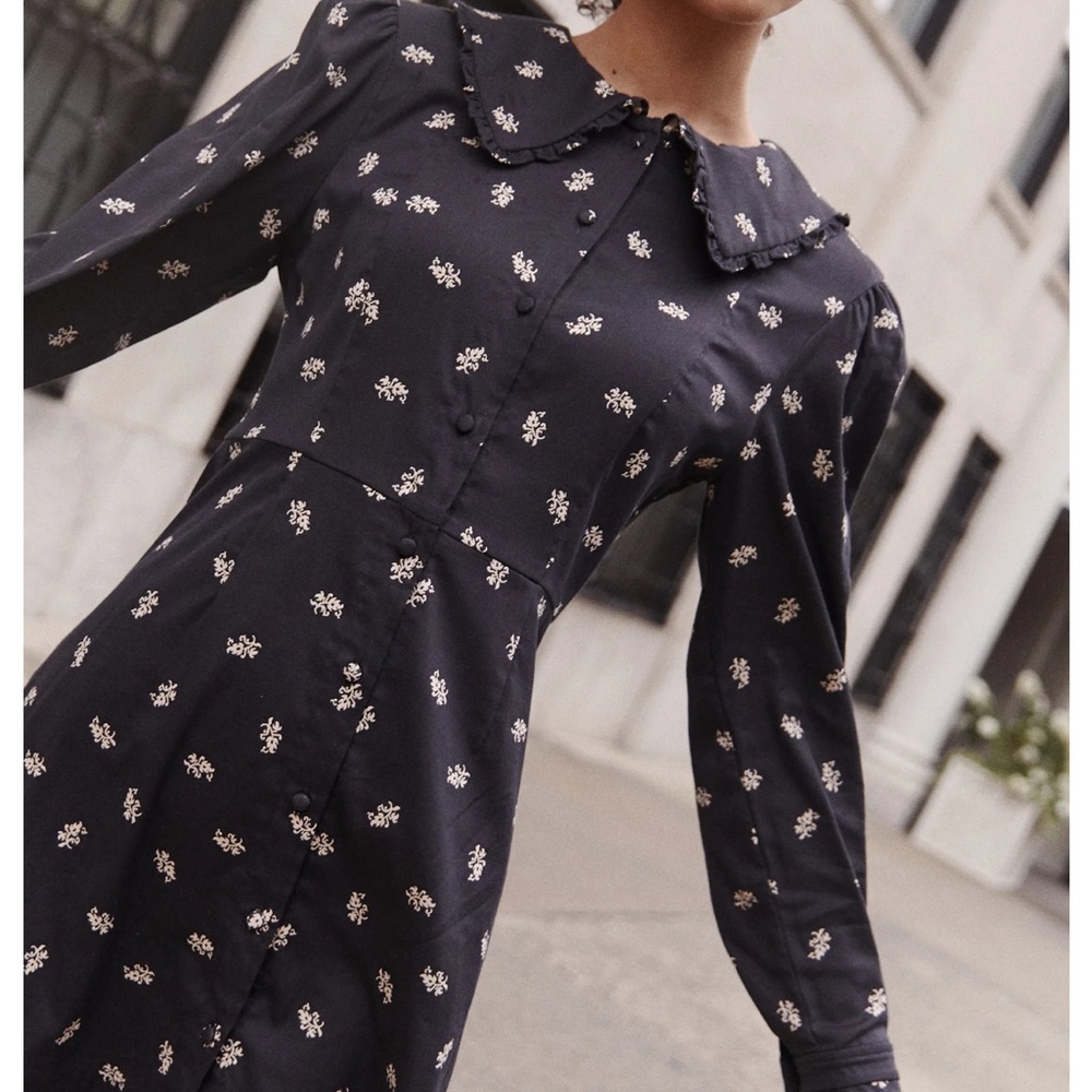 Hill House Hazel Dress in Khaki Autumn Paisley, XXS